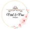 Logo for Petal & Paw Designs with two dogs and flowers on a white background